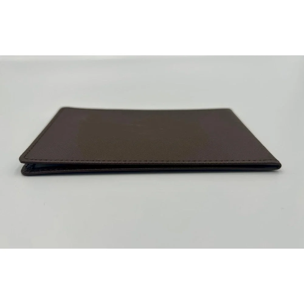 Louis Vuitton LV Taiga Deep‎ Brown Leather Bifold ID Card Holder Wallet with COA